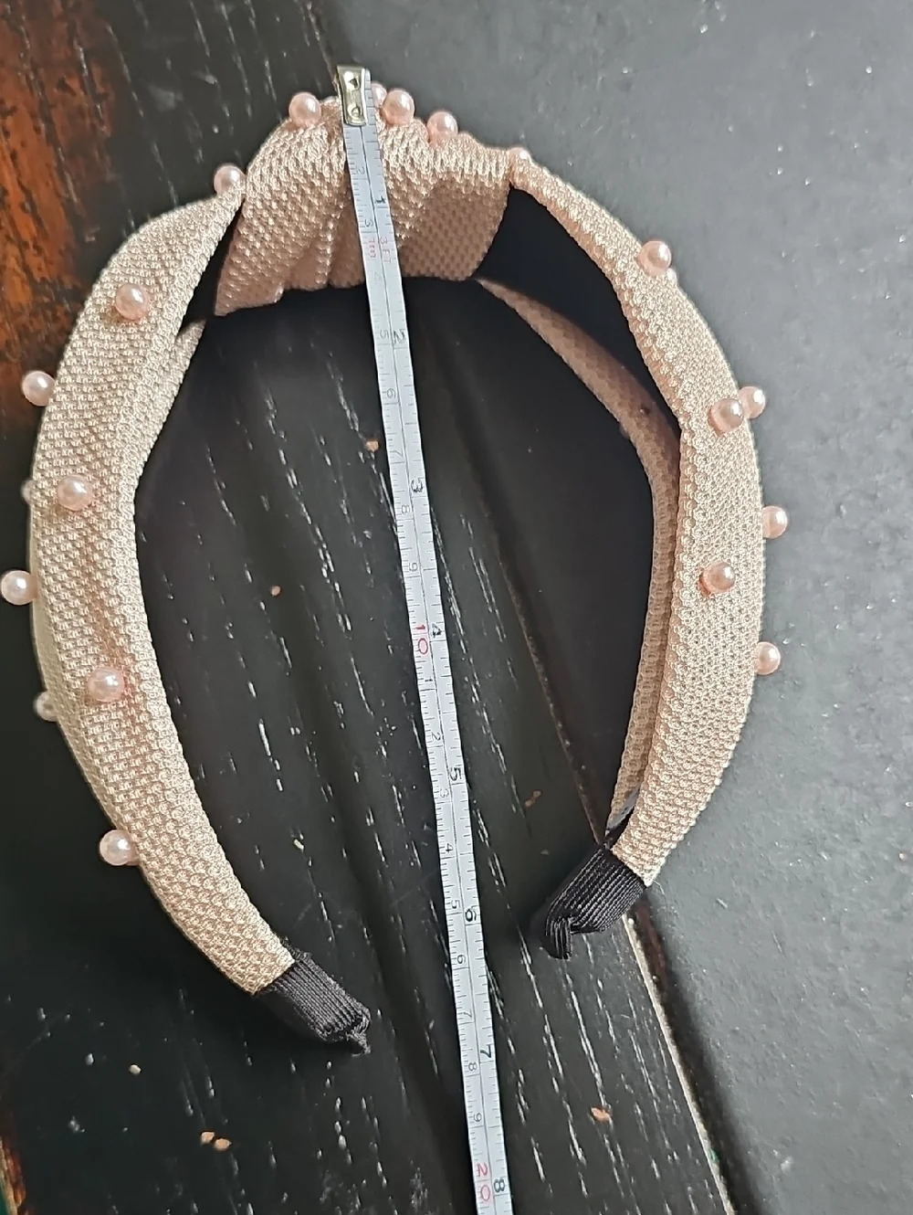 NWOT Plunder Headband Faux Pearl Embellished Champagne Blush Knotted